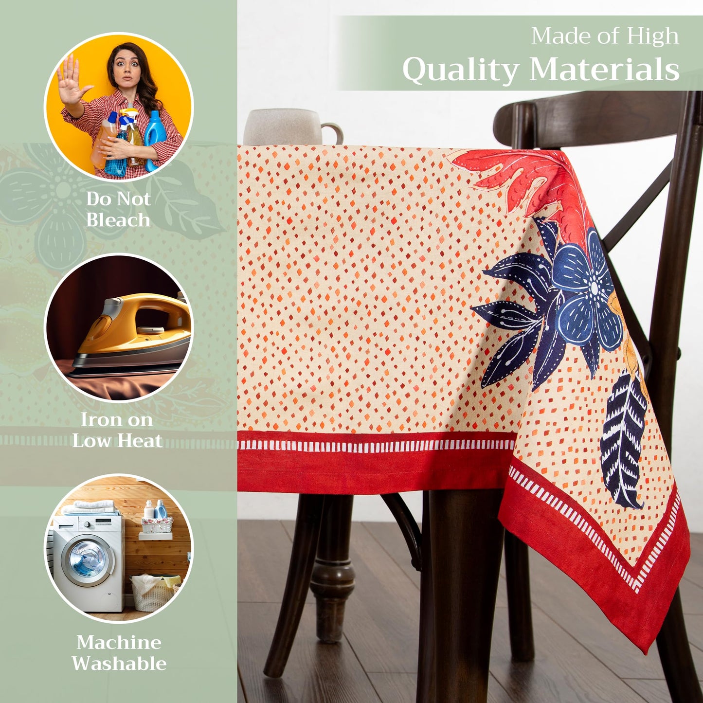 Maison d' Hermine Table Cloth Rectangle Table 100% Cotton 60 x 108 Inches Fall Tablecloth Reusable Everyday Use for Thanksgiving Christmas Decorations Dining Farmhouse Party (Kalahari)