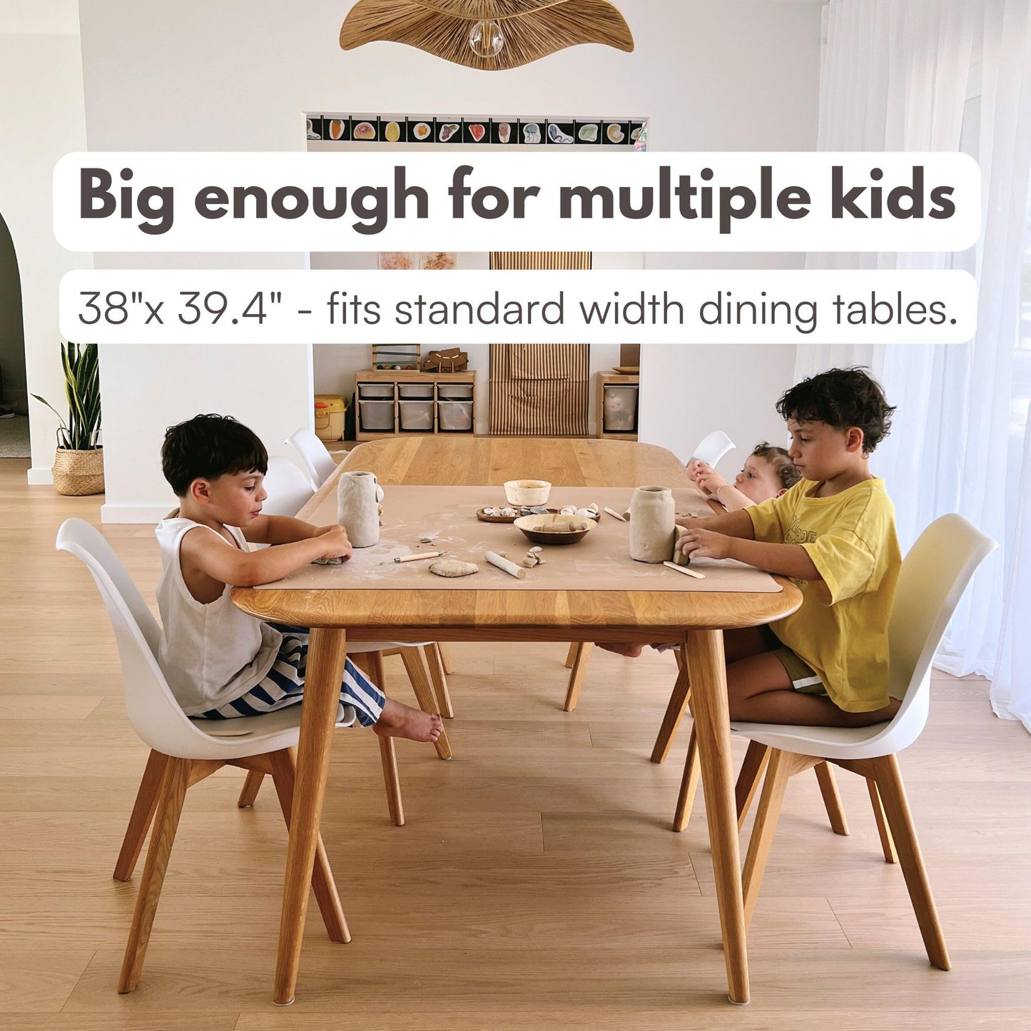 Table Craft Mat to Protect Dining Table, Craft Mess mat 38"x39.4" Great for Childrens Crafts and Play Protect Your Furniture from Spills and Mess Easy to Clean, Heat Resistant (Clay, 38" 39.4")'