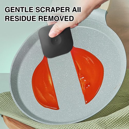Haikole Pan Scraper 5PCS Plastic Scraper Set,Food Scraper Tool for Cast Iron, Pot and Pan Cleaning,Pans Scraper Tools for Cleaning Grease Burnt Food,Scrapers Tool Kitchen (5, Black)