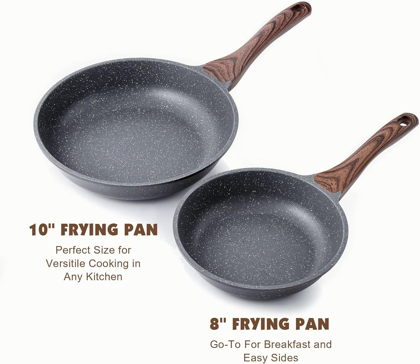 SENSARTE Nonstick Frying Pan - Swiss Granite Coating Omelette Pan | PFOA Free Stone Cookware (8 Inch)
