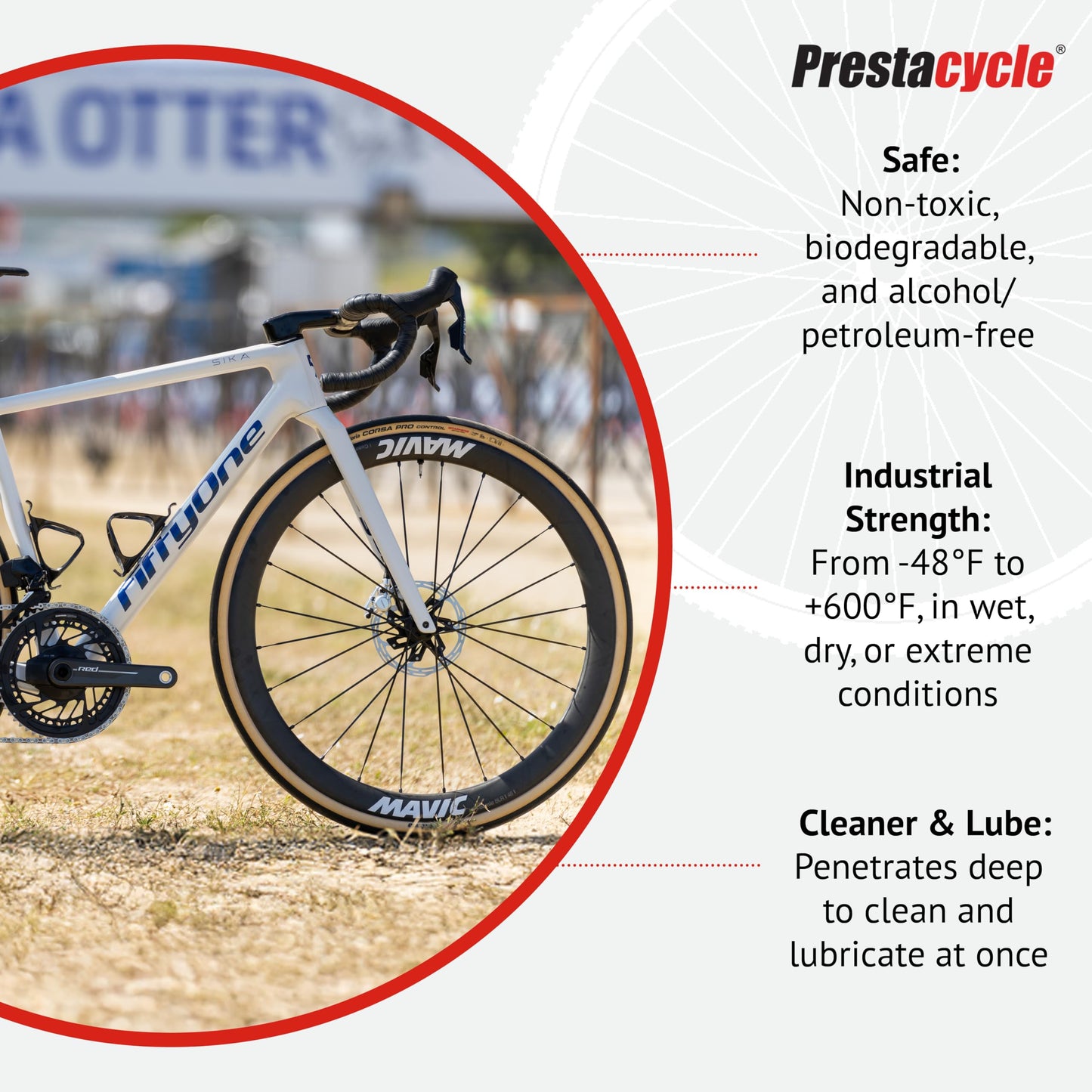 Prestacycle One Liquid - 4 Oz – All-in-One Bio-Based Bicycle Lube, Degreaser, Cleaner, Rust Remover & Protectant, Wet & Dry Chain Lubricant, USDA Certified, No Petroleum or Alcohol