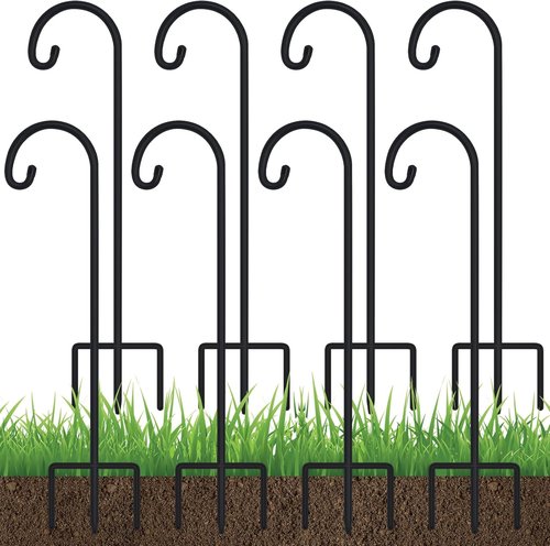 Feed Garden Adjustable Shepherd Hooks - Rust Resistant Steel for Outdoor Lanterns & Bird Feeders | 32 Inch, 8 Pack