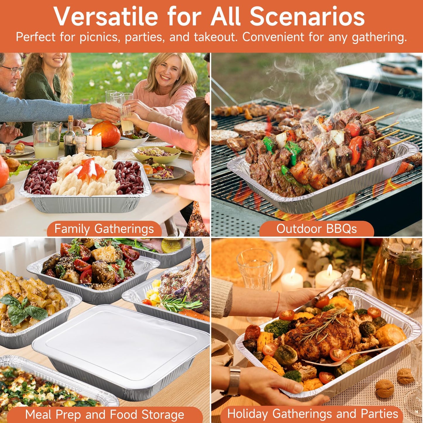 Lideropa Disposable Aluminum Foil Pans with Lids 9x13-25 Pack Aluminum Foil Pans, Heavy Duty Aluminum Baking Pans for Holiday Cooking, Christmas, Thanksgiving, Parties, Meal Prep & Storage