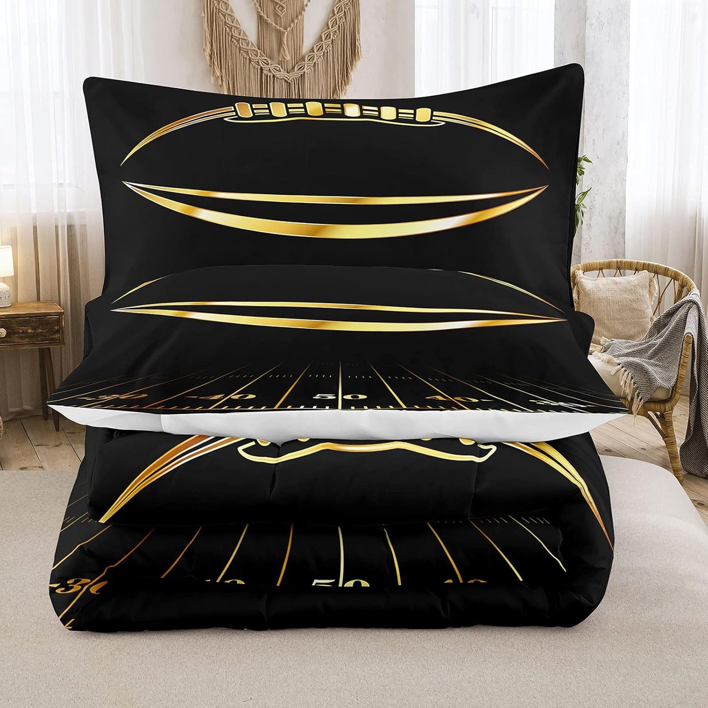 Bodhi Rainbow Graffiti Football Bedding for Boys & Teens - Full Comforter Set with Matching Pillowcases
