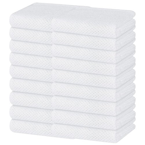 Homaxy 100% Cotton Waffle Weave Kitchen Dish Towels, Ultra Soft Absorbent Quick Drying Cleaning Towel, 13 x 28 Inches, 18-Pack, White