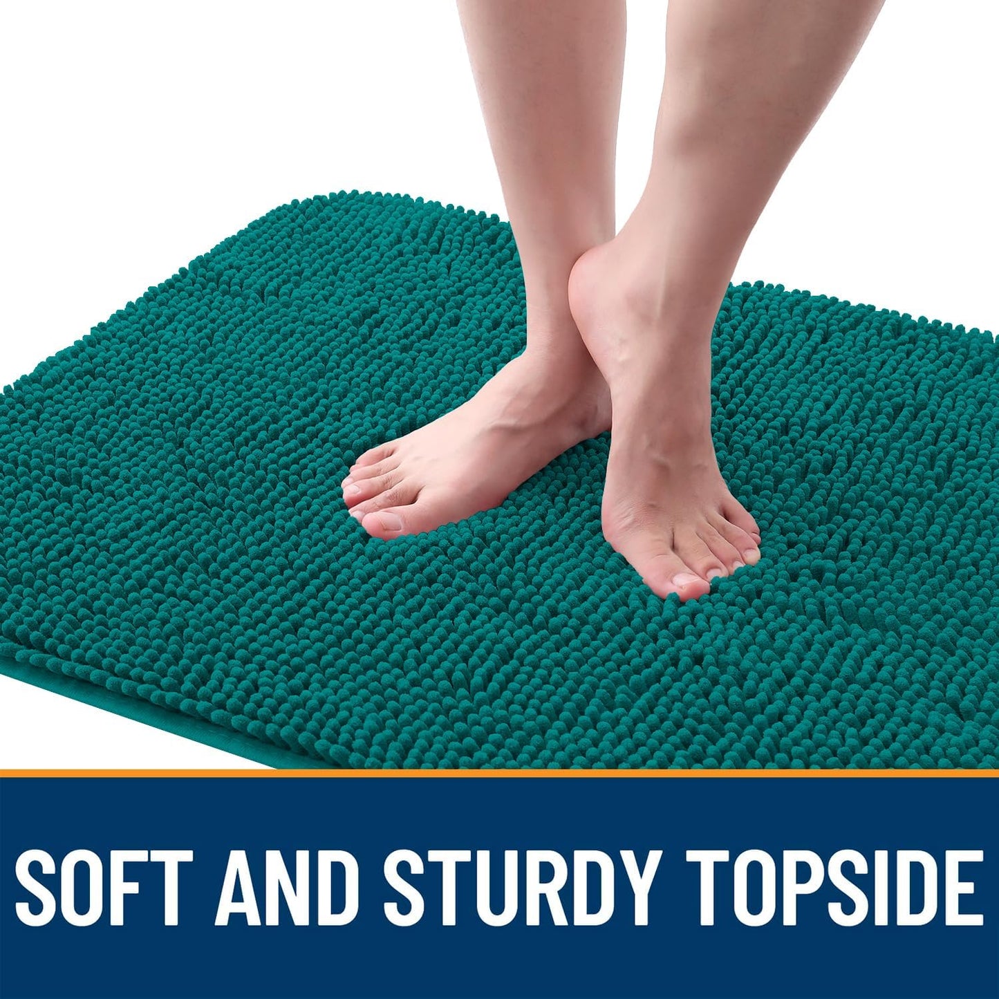 OLANLY Dog Door Mat - Absorbent Non-Slip Chenille Mat for Muddy Paws | 70x24 Inches, Lake Blue