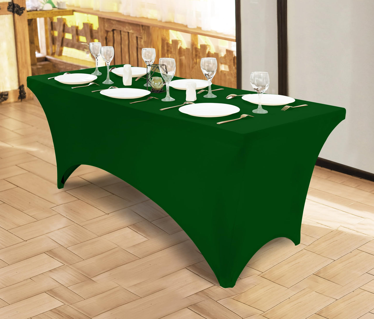 Utopia Kitchen Spandex Tablecloth 10 Pack [6FT, Emerald Green] Tight, Fitted, Washable and Wrinkle Resistant Stretch Table Cloth Rectangle Cover for Trade Show, Weddings & Parties [72Lx30Wx30H Inch]