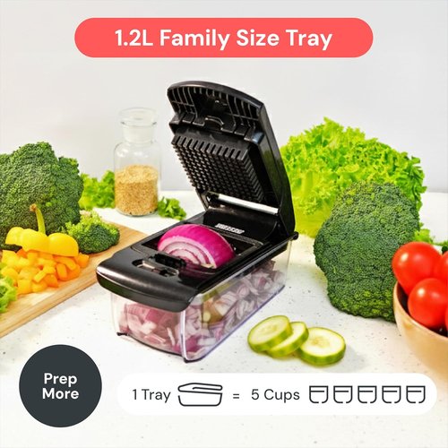 Fullstar Vegetable Chopper - Pro Dicer with Container & Fruit Cutter | 2-in-1 Kitchen Essential (Black)
