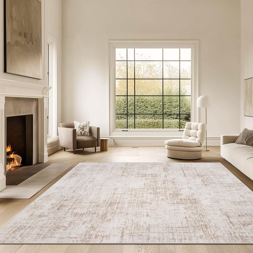 Area Rug 5x7 Washable Living Room Rugs: Large Abstract Soft Non Slip Area Rugs, Indoor Floor Non-Shedding Carpet for Bedroom Dining Room Kitchen Office Home/Dorm Decor,Beige