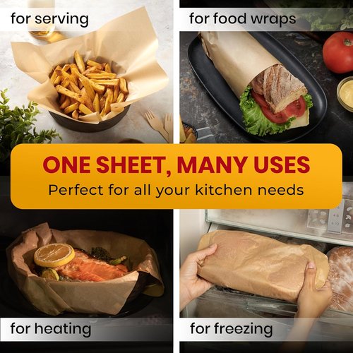 Baker's Signature Parchment Paper Sheets - 120 Precut Non-Stick & Unbleached, 12x16 In | Safe & Convenient Packaging