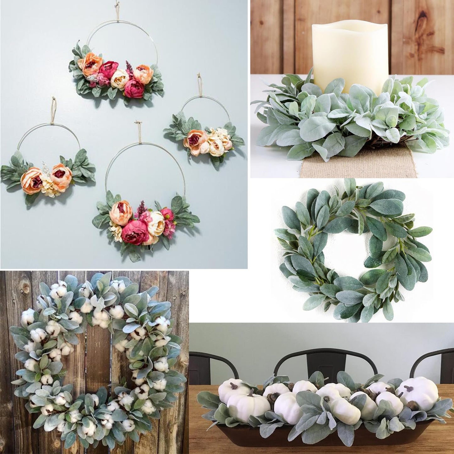 SHACOS Artificial Flocked Lambs Ear Stem 12 Pieces Lamb's Ear Branch Foliage Pick Greenery Leaf Flower Spray for Home Wedding DIY Floral Arrangement