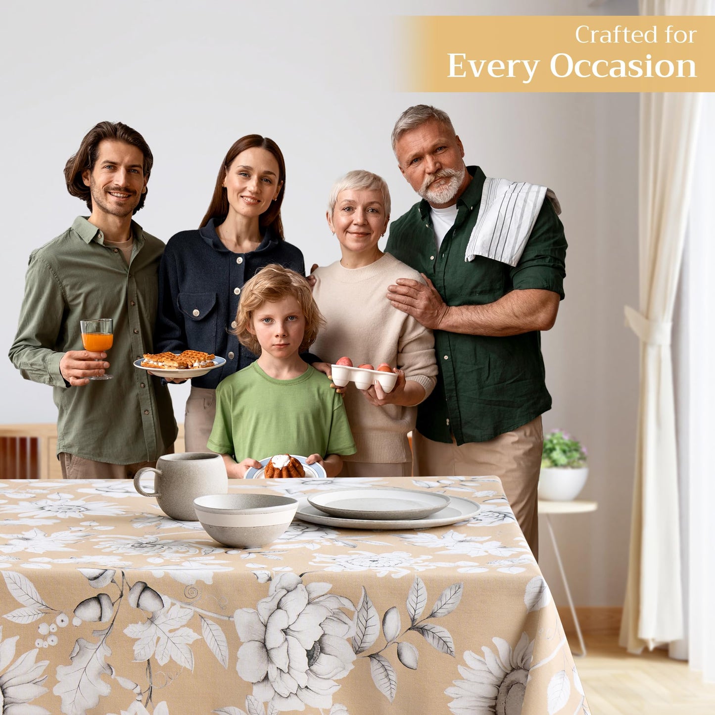 Maison d' Hermine Table Cloth Rectangle Table 100% Cotton 54 x 72 Inches Fall Tablecloth Reusable Everyday Use for Thanksgiving Christmas Decorations Dining Farmhouse Party (Pretty Autumn)