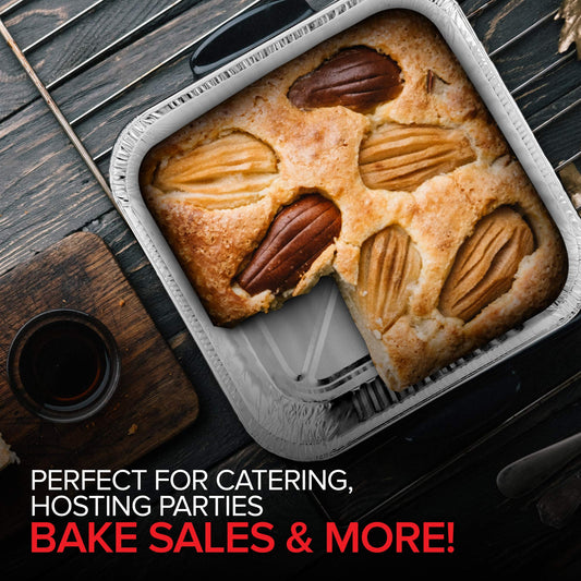 Stock Your Home Aluminum Pans 8x8 Disposable Foil Pans (20 Pack) - 8 Inch Square Pans - Tin Foil Pans Great for Cooking, Heating, Storing, Prepping Food