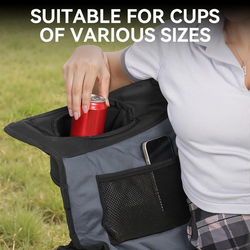 Huskfirm Oversized Double Camping Chair - Padded Folding Loveseat with Cup Holders & Side Pockets | Heavy Duty Black