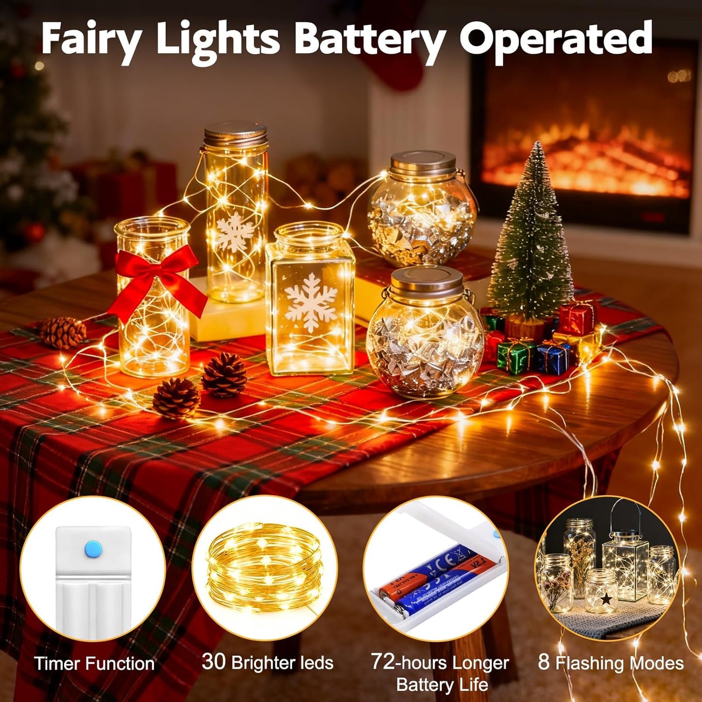 Skiennix 10 Pack Fairy Lights - Battery Operated 30 LED String Lights | 10 Ft Waterproof Twinkle Lights for Home Decor & Parties