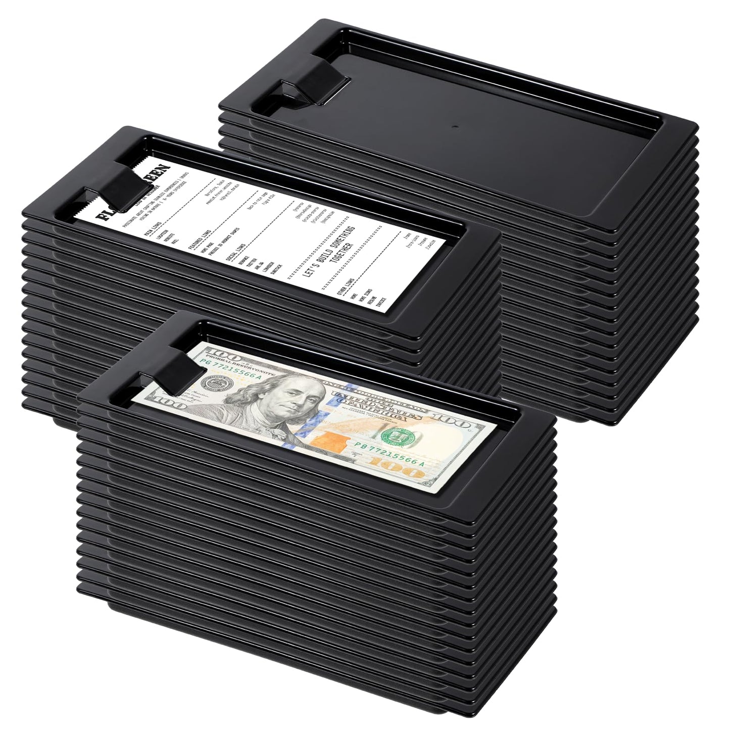32 Pack Check Holders Black Restaurant Check Presenters Check Presenter Trays Guest Plastic Tip Trays Waitress Bill Holder Guest for Restaurants, Bars, Hotels