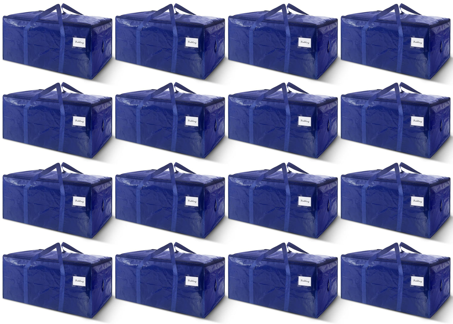 16 Pack Extra Heavy Duty Large Moving Bags with Strong Zipper & Carrying Handles, Sturdy Clothes Storage Bag Totes Bins, Packing Bags Moving Boxes College Moving Supplies, Dark Blue - 24 gal