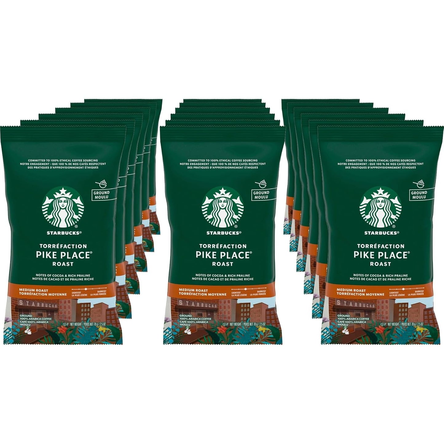 Starbucks Pike Place Ground Coffee - Rich Flavor, 18 oz Bag | Perfect for Daily Brewing