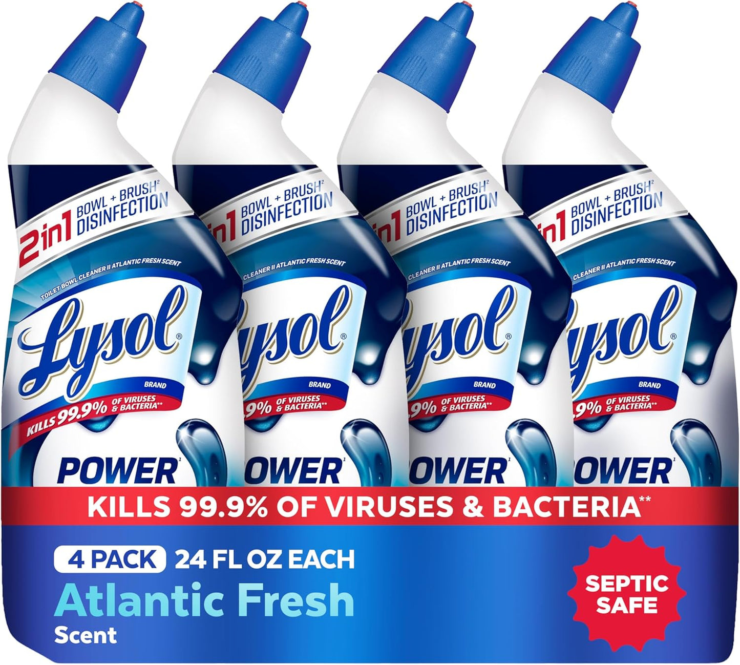 Lysol Toilet Bowl Cleaner - Max Strength Clinging Gel for Instant Stain Removal | 24 oz (4ct)