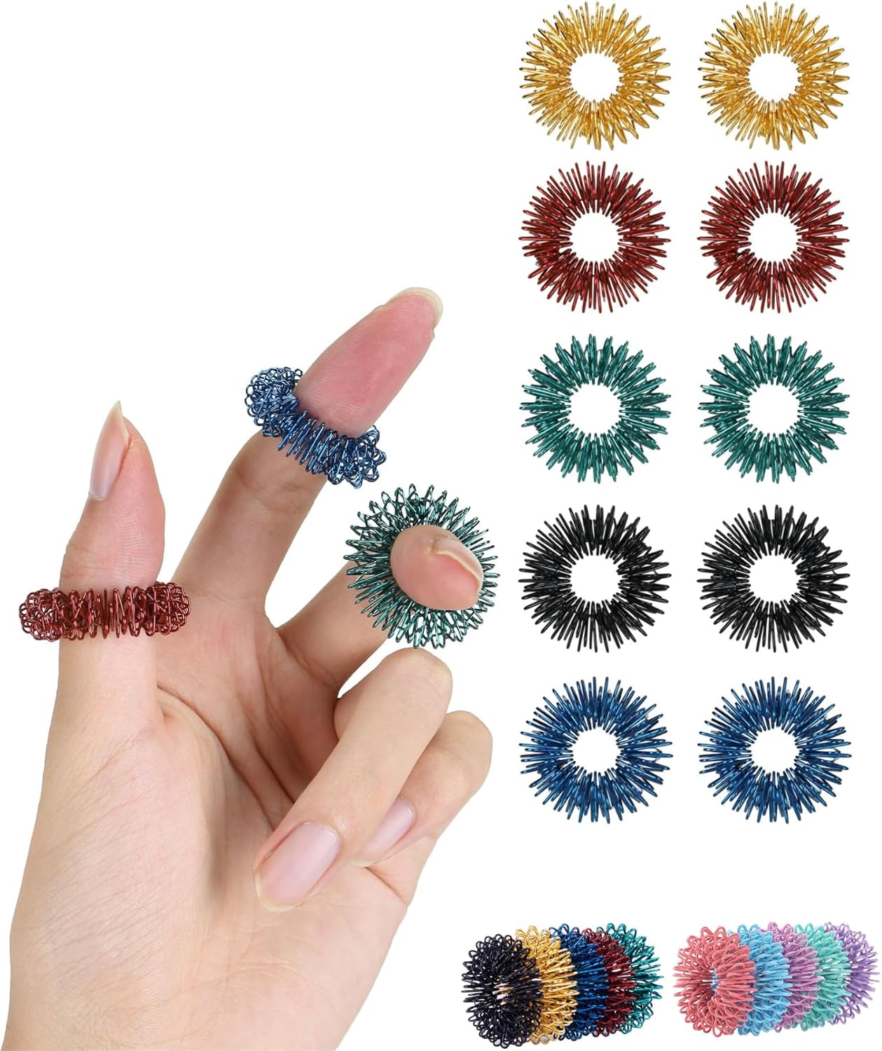 Mr. Pen Spiky Sensory Rings - 10 Pack Jewel Tones | Stress Relief Fidget Toys for Anxiety & ADHD