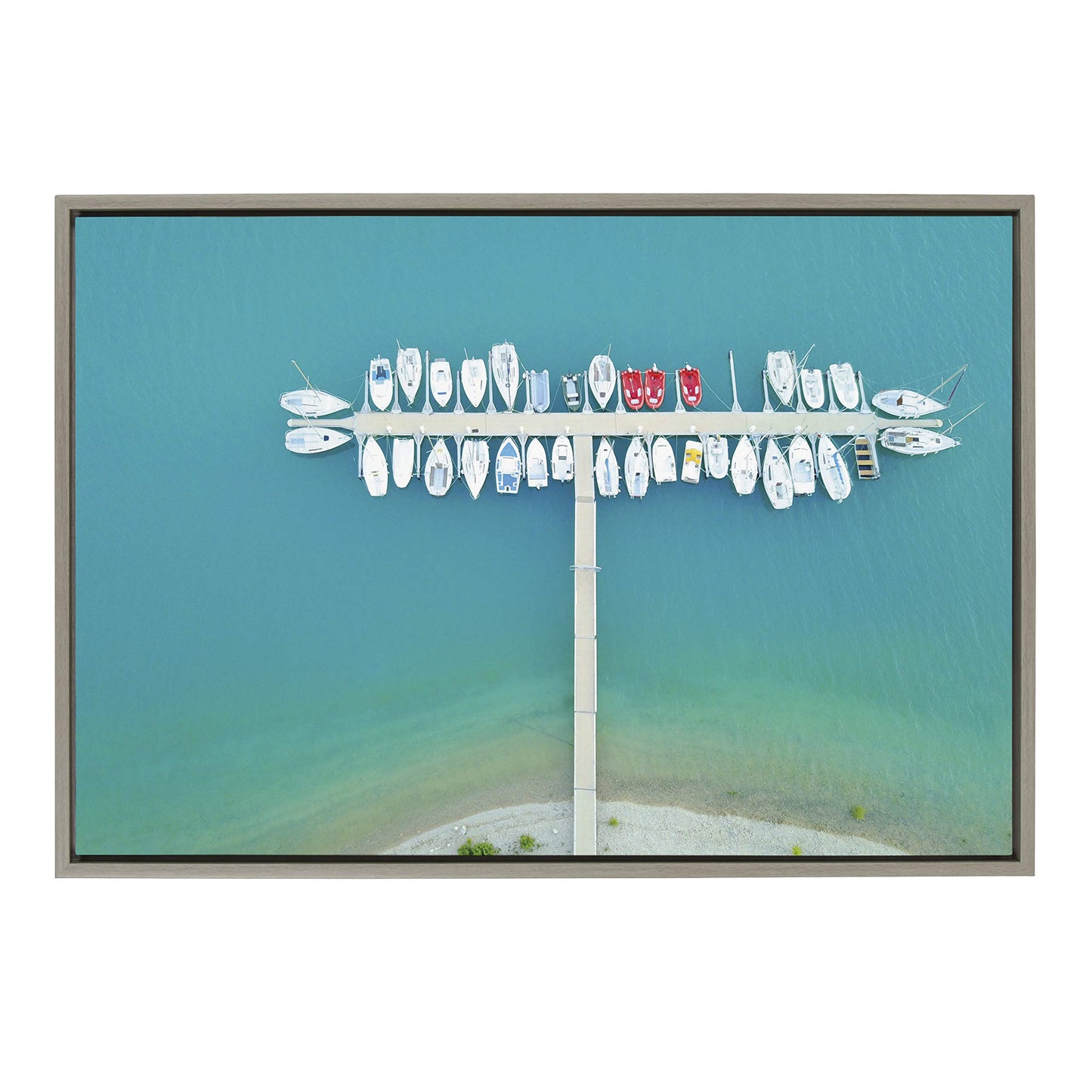 Kate and Laurel Sylvie Gorges du Verdon 2 Framed Canvas Wall Art by Rachel Dowd, 23x33 Gray, Coastal Aerial Beach Photography for Wall