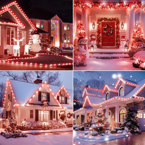 Brightown C9 LED Christmas String Lights - 200 LEDs, 132ft Waterproof Outdoor Decor | Red & White