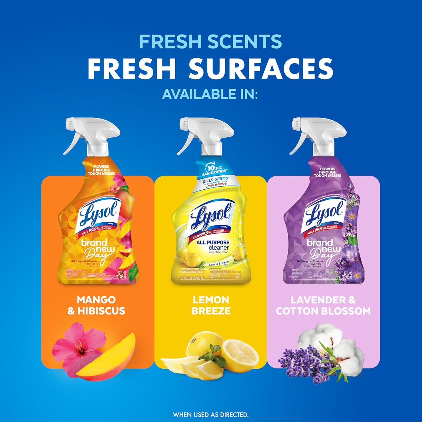 Lysol All-Purpose Cleaner Spray - Multi-Purpose Disinfectant with Lemon & Island Breeze Scents | 32 Fl Oz (Pack of 3)
