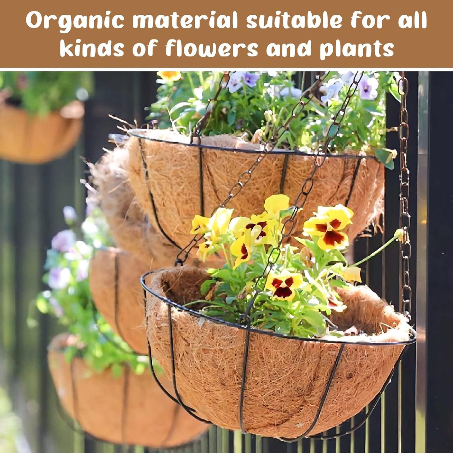 Legigo 20-Inch Hanging Basket Coco Liners - 100% Natural Round Coconut Fiber Replacement for Flowers & Vegetables