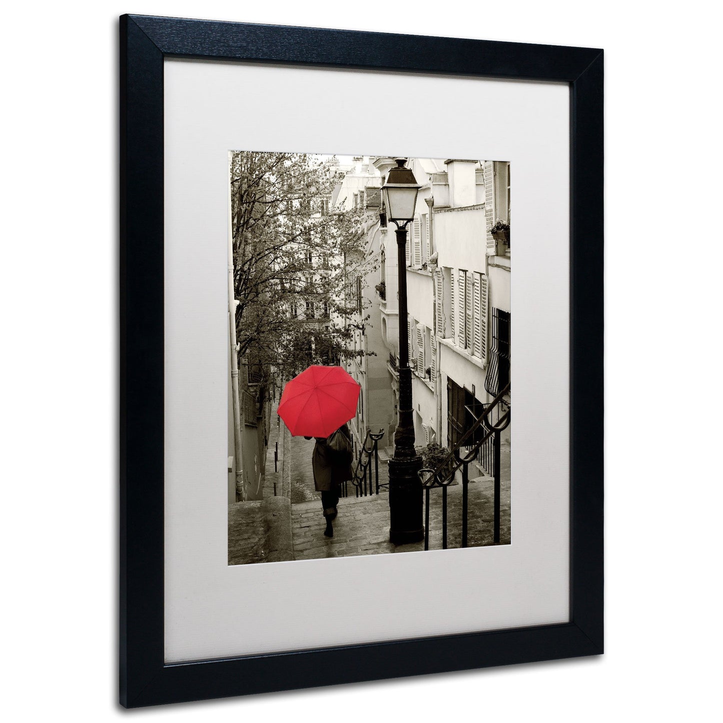 Trademark Fine Art Paris Stroll II Artwork Sue Schlabach in White Matte and Black Frame, 16 by 20-Inch