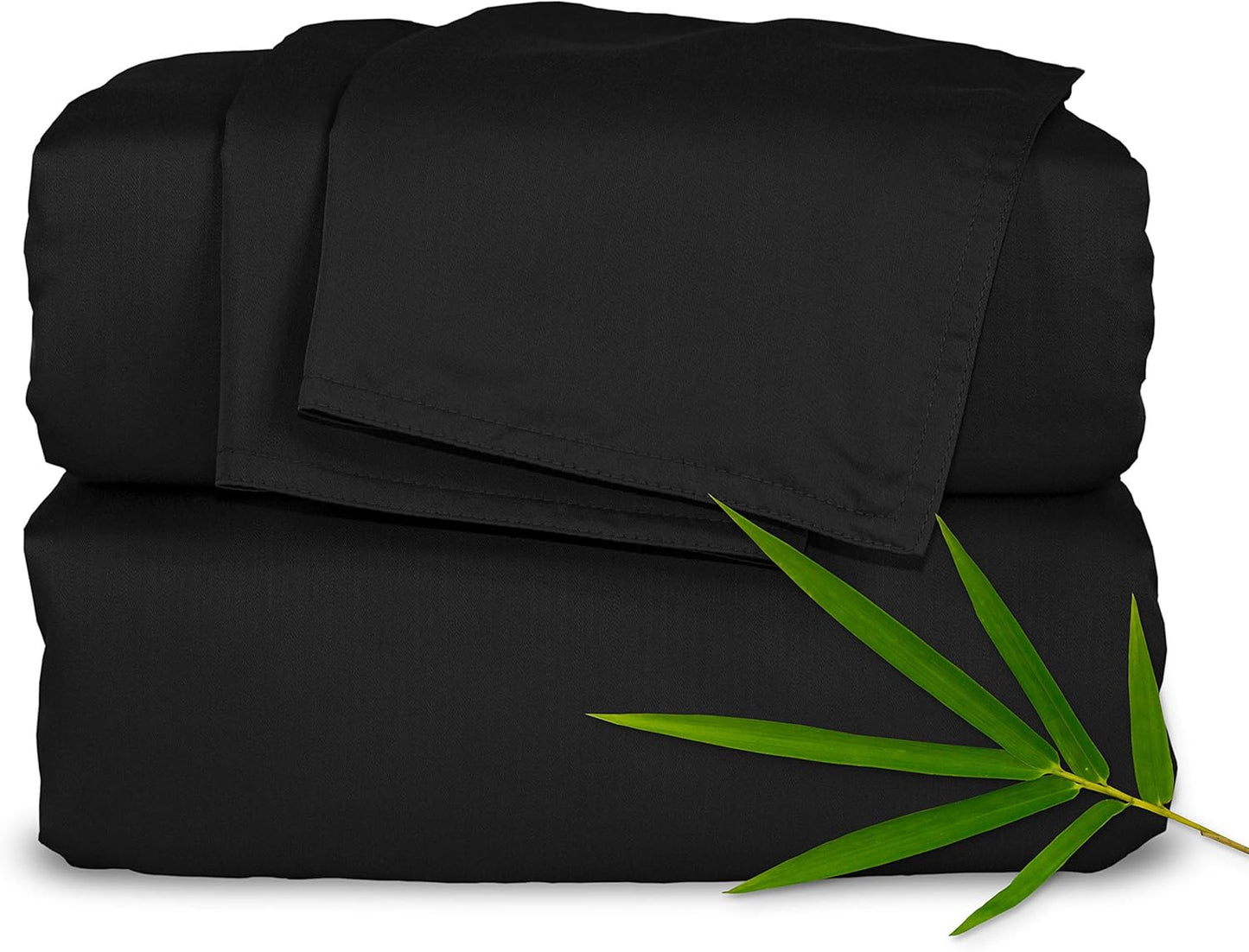 Pure Bamboo Queen Sheets - Luxuriously Soft 100% Organic Viscose Bed Sheet Set | Cooling & Durable (Queen, Black)