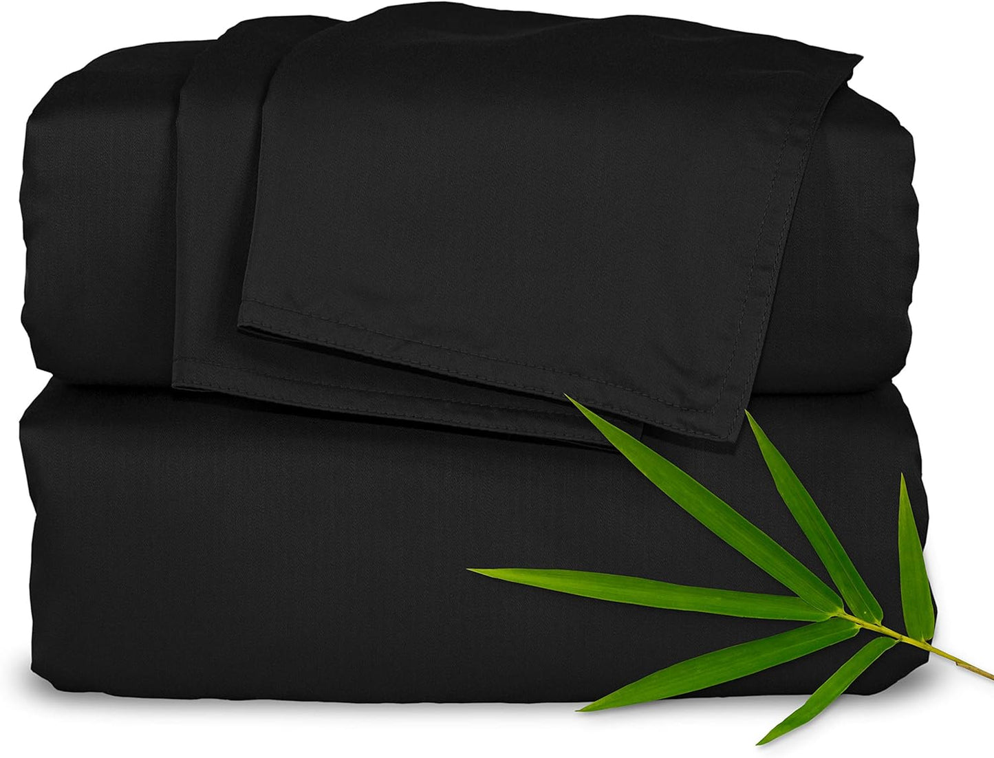 Pure Bamboo Split King Sheets - 100% Organic Viscose Bed Sheet Set, Soft & Cooling, Black