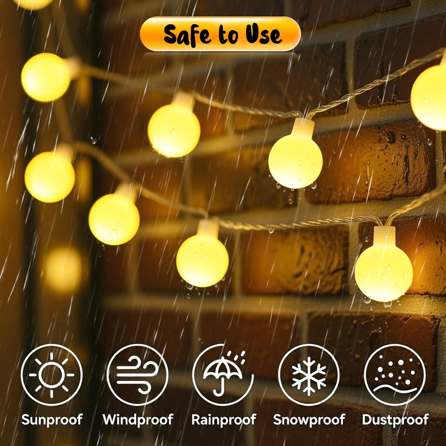 Enhon 1 Pack 23 ft 50 LED Battery Operated String Lights, Globe Starry Fairy Lights, 8 Modes, Plug in with Timer for Indoor Outdoor Bedroom Holiday Wedding Party Christmas Decor (Warm White)
