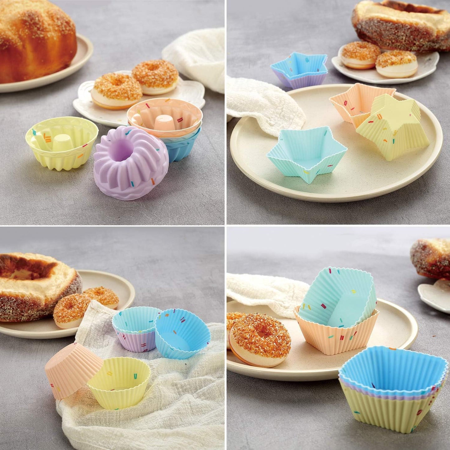 Skiennix 46PCS Silicone Bakeware Set - Versatile Molds for Baking Cakes, Muffins, Donuts & Cupcakes