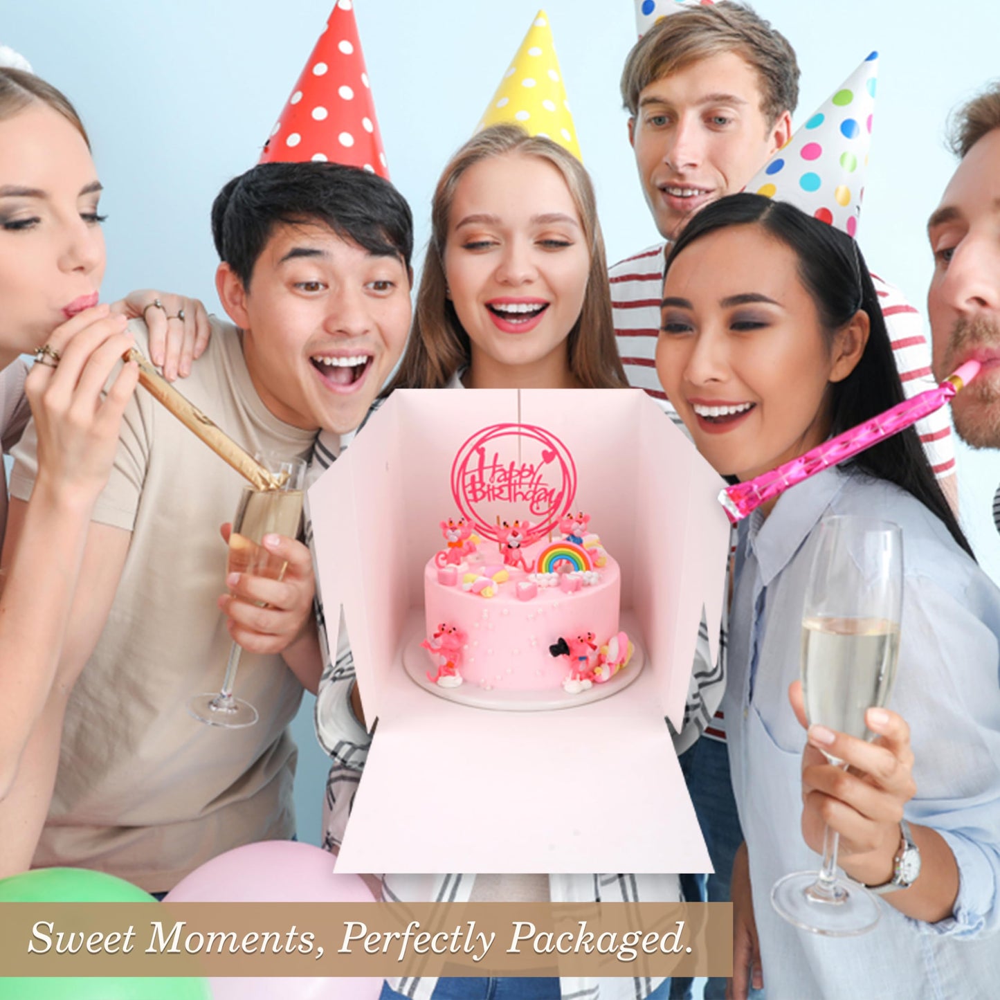Cakebon Cake Boxes - 8x8x8 Inch 24-Pack Cajas Para Pasteles - Cake Box With Window for Birthdays, Weddings and Parties