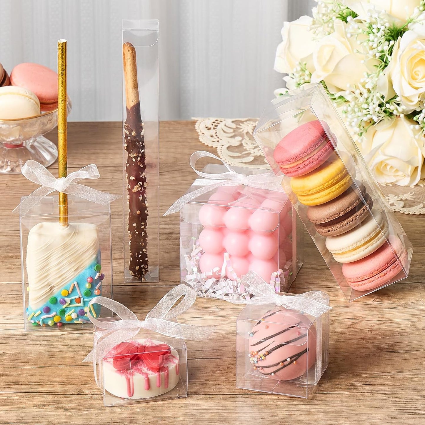 Jutieuo Clear Rice Krispie Treat Boxes - 45 PCS Individual Cakesicle Containers | 3.5x2.4x1.38 Inches