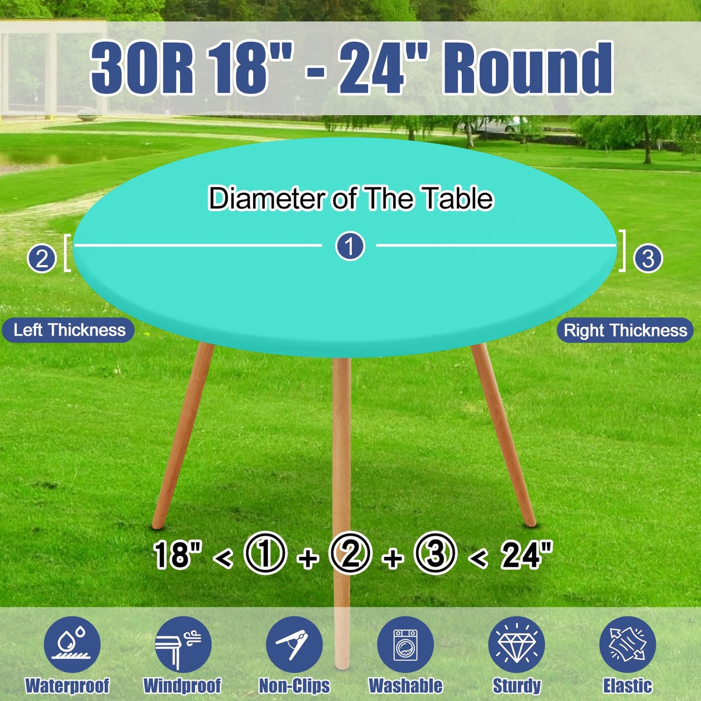 Moosfor Round Spandex Christmas Tablecloth, Elastic Fitted Waterproof Tablecloths for 45"-56" Tables, Stretch Washable Picnic Table Cover for Christmas Dinner, Dot Snowflake