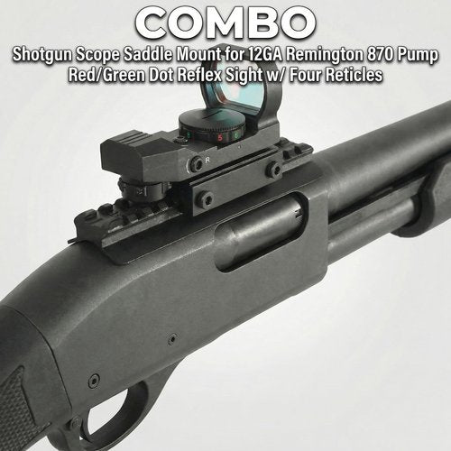 GOTICAL Saddle Scope Mount for 12GA 870 with Reflex Sight Red Green Reticles with Weaver Picatinny Rail Mount (Saddle Mount for 12GA)