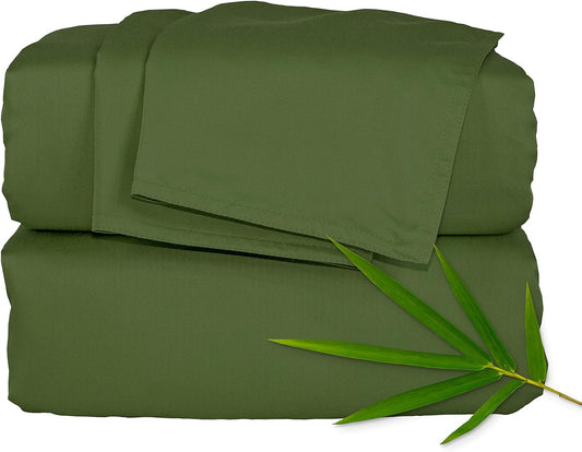Pure Bamboo King Sheets - Luxuriously Soft 100% Organic Viscose Bed Sheet Set | Cooling & Durable (King, Pesto)