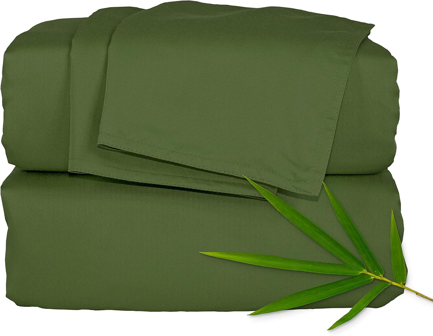 Pure Bamboo Split King Sheets - 100% Organic Viscose Bed Sheet Set, Soft & Cooling, Pesto Color