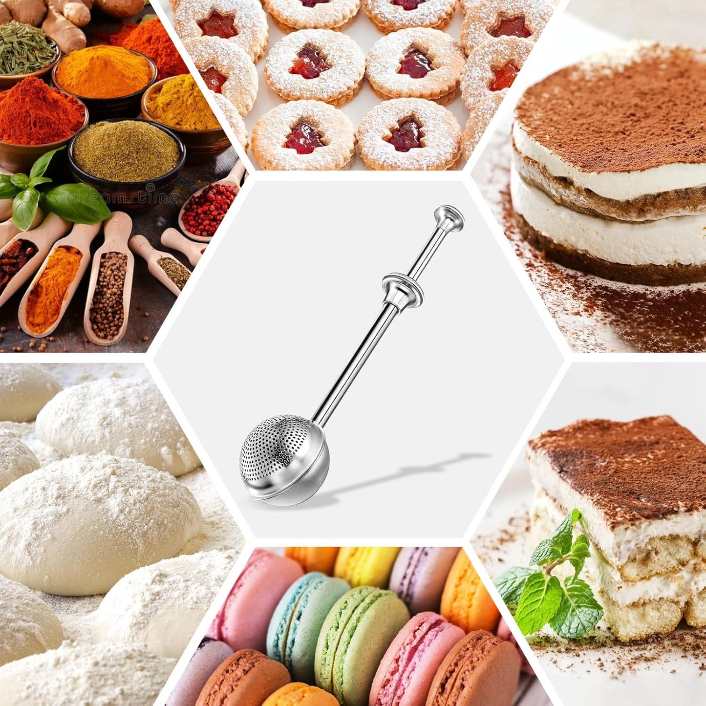 Powdered Sugar Shaker | 18/8 Stainless Steel Duster for Flour, Sugar & Spices - One-Handed Operation