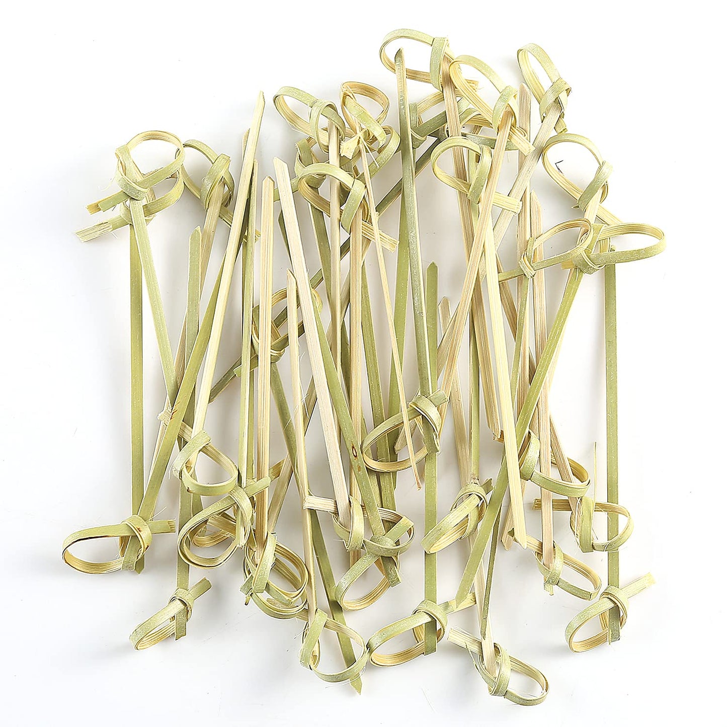 Natural Bamboo Cocktail Picks With Looped Knot Great for Cocktail Party Barbeque Snacks Club Sandwiches Bamboo Fancy Sticks Hold Food on Stick Together,100Pieces,4 Inches