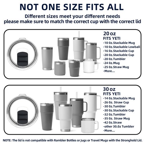 HAILIWEI 30 oz Tumbler Lid - Replacement Lid, Compatible for YETI 30/32 oz Tumbler, 14 oz Mug and 35/42 oz Straw Mug, Travel Spill-Proof Cup Lids Covers with Magnetic Slider Switch, BPA Free