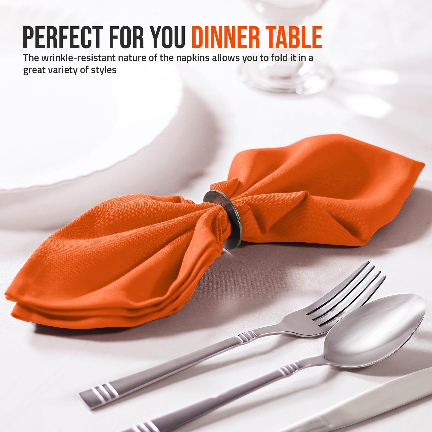 Utopia Home [288 Pack, Orange] Cloth Napkins 20x20 Inches, 100% Polyester Hemmed Edges, Washable and Reusable Ideal for Parties, Weddings and Dinners