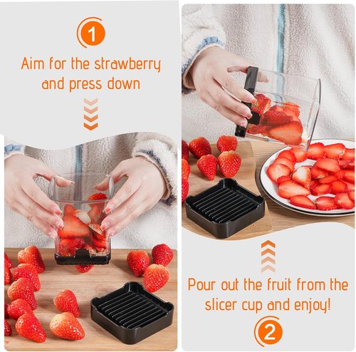 Fruit Slicer Cup - Detachable Cutter for Strawberries, Bananas & Eggs | Quick & Safe Kitchen Gadget (Black)