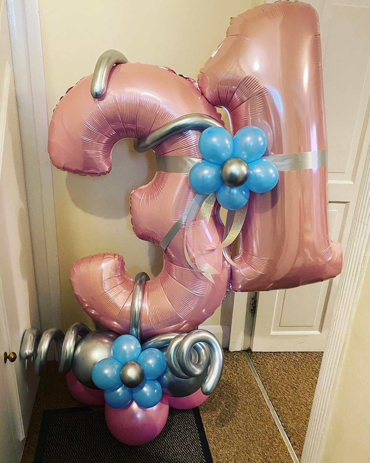 Skiennix Large Light Pink Number 5 Balloon - 40 Inch Self-Inflating Foil Decoration for Birthdays & Anniversaries