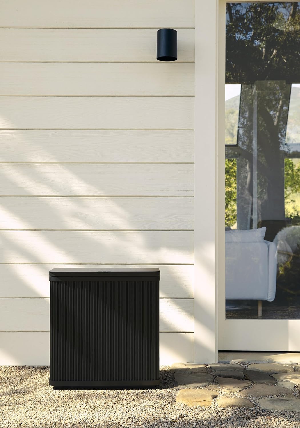 Veradek Tambour Series Outdoor Trash Can - All-Weather Waste Bin with Lid | 30 Gallon Dual Bag System for Patio & BBQs