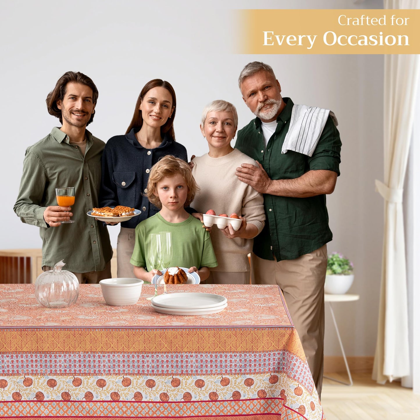 Maison d' Hermine Table Cloth Rectangle Table 100% Cotton 70 x 90 Inches Fall Tablecloth Reusable Everyday Use for Thanksgiving Christmas Decorations Dining Farmhouse Party (Harvest Festival)