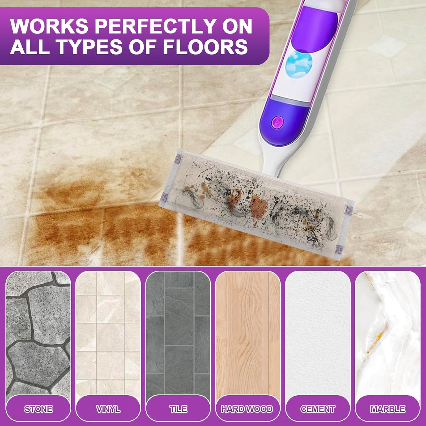 Skiennix Disposable Mop Pad Refills - 20 Super Absorbent Pads for Efficient Floor Cleaning