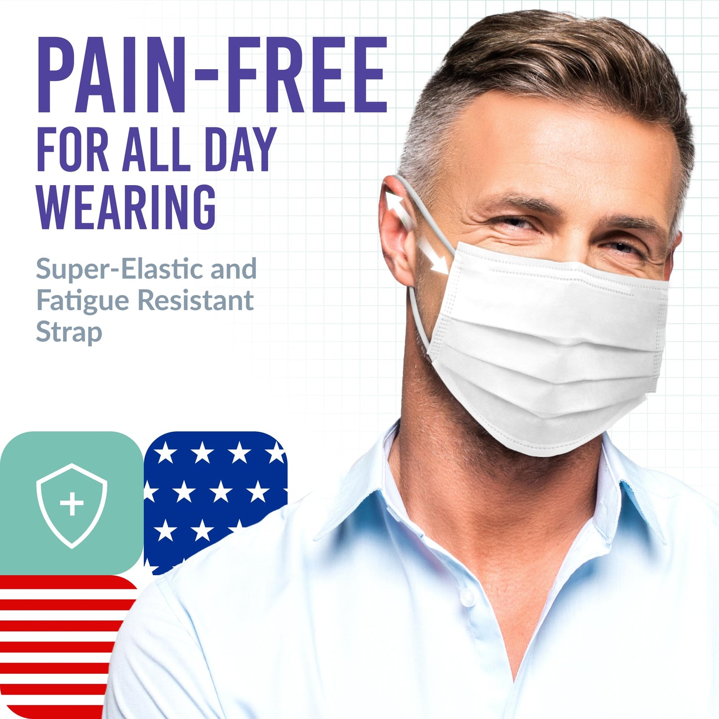 Medtecs Face Mask Disposable - 50/2000 PCS - Comfortable 3 Layer Breathable Mask, The Better Protection and Health Choice - CoverU ASTM Level 1 Adult Mask - 50 PCS - White (USA)