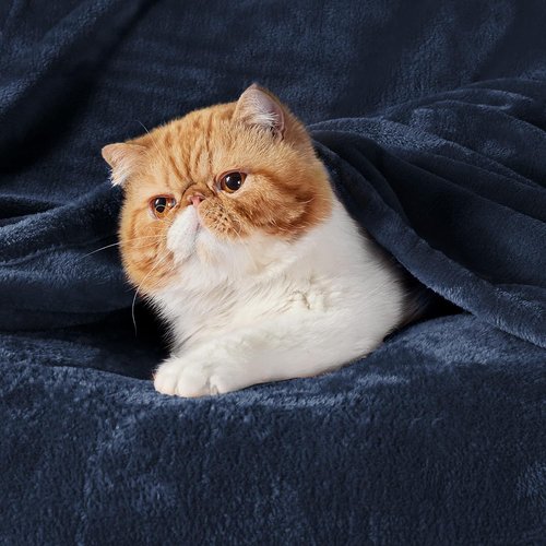 Bedsure GentleSoft Fleece Throw Blanket - XL Navy Plush 300GSM Cozy Blanket for Bed & Travel, 50x70 Inches